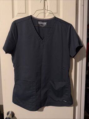 #152 Grey's Anatomy by Barco Dark Navy V-Neck Scrub Top